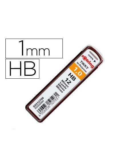 MINAS ROTRING GRAFITO 1MM HB  12 MINAS