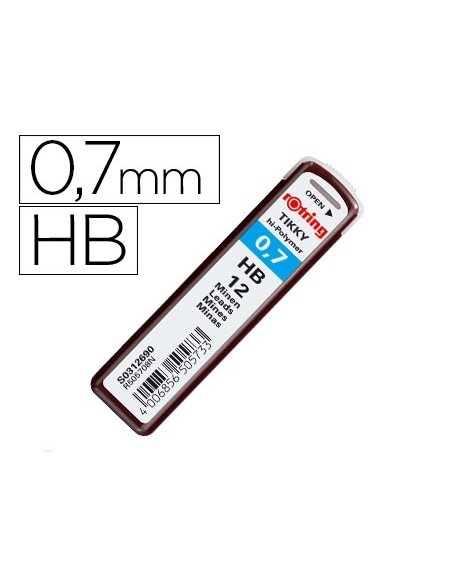 MINAS ROTRING GRAFITO 0,7 MM HB ESTUCHE 12 MINAS