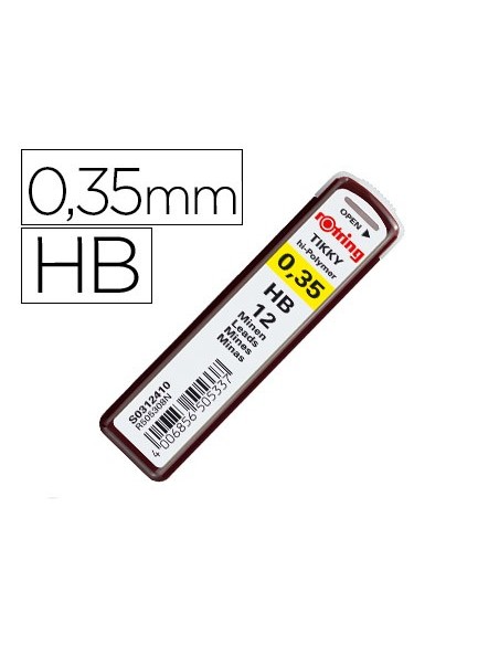 MINAS ROTRING GRAFITO 0,35MM HB  12 MINAS