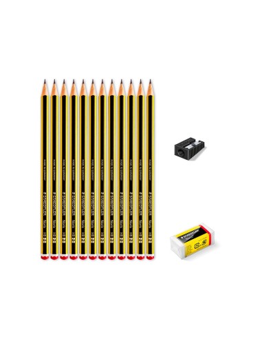LAPICES GRAFITO STAEDTLER NORIS N.2 HB 12 UDS+AFILALAPIZ+GOMA