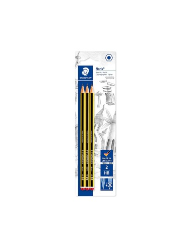 LAPICES GRAFITO STAEDTLER NORIS N.2 HB 3 UD.