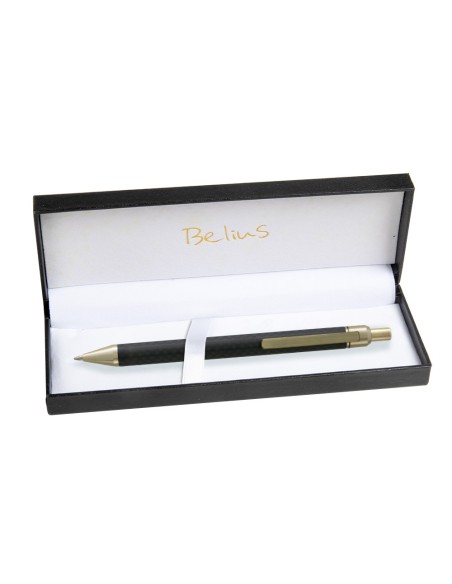 BOLIGRAFO BELIUS POTSDAM NG.DORADO CUERPO FIBRA CARBON TINTA GEL AZ.