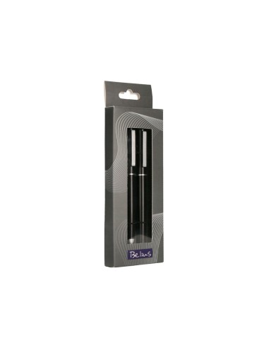 JUEGO BOLIGRAFO ROLLER BELIUS NORWICH CUERPO NG.MATE DETALLES CROMO