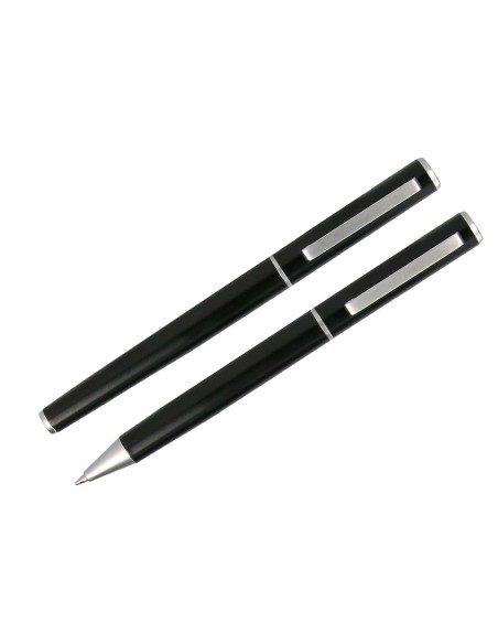 JUEGO BOLIGRAFO ROLLER BELIUS NORWICH CUERPO NG.MATE DETALLES CROMO