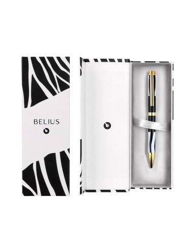 BOLIGRAFO BELIUS DUALITA CUERPO NG.COLOR BL.TINTA AZ. CAJA DISEÑO