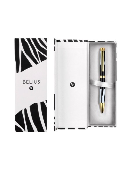 BOLIGRAFO BELIUS DUALITA CUERPO NG.COLOR BL.TINTA AZ. CAJA DISEÑO
