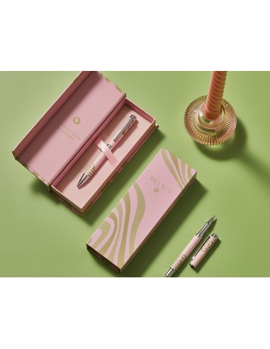 BOLIGRAFO BELIUS DREAMS ROSA VE. MATCHA PLATEADO AZ. CAJA DISEÑO