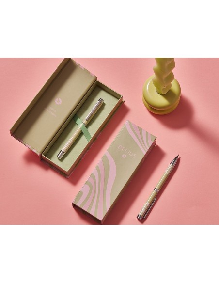 BOLIGRAFO BELIUS DREAMS AL.VE. MATCHA ROSA PLATEADO AZ. CAJA DISEÑO