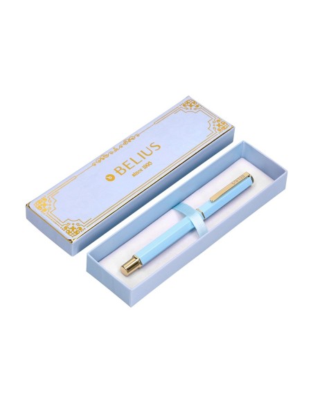 BOLIGRAFO BELIUS MACARON BLISS HEXAGONAL CEL. GOLD AZ. CAJA DISEÑO