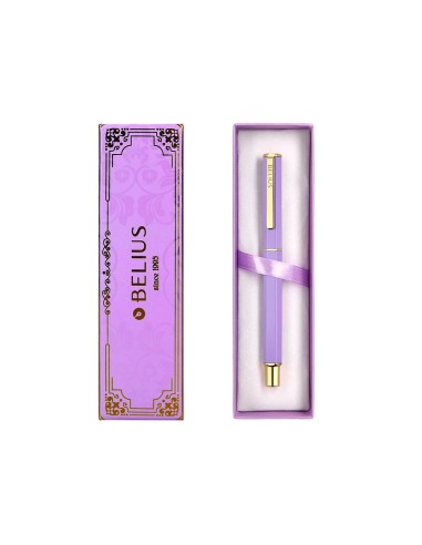 BOLIGRAFO BELIUS MACARON BLISS HEXAGONAL MORADO GOLD AZ. CAJA DISEÑO