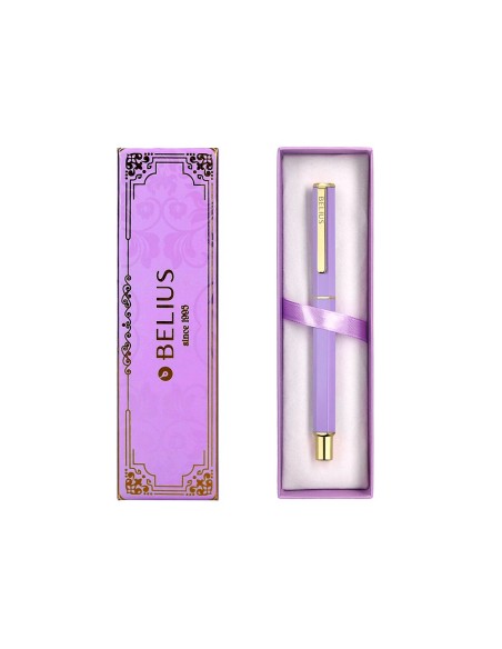 BOLIGRAFO BELIUS MACARON BLISS HEXAGONAL MORADO GOLD AZ. CAJA DISEÑO
