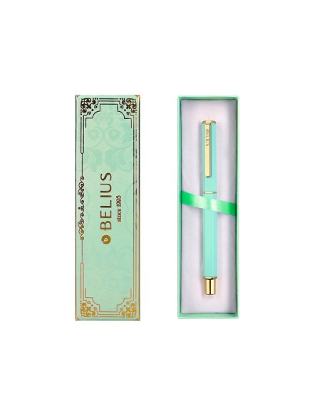 BOLIGRAFO BELIUS MACARON BLISS HEXAGONAL VE. GOLD AZ. CAJA DISEÑO