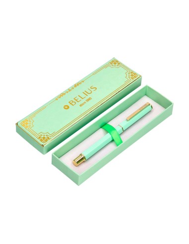 BOLIGRAFO BELIUS MACARON BLISS HEXAGONAL VE. GOLD AZ. CAJA DISEÑO