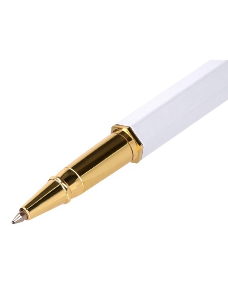 BOLIGRAFO BELIUS MACARON BLISS HEXAGONAL BL.Y DORADO AZ. CAJA DISEÑO