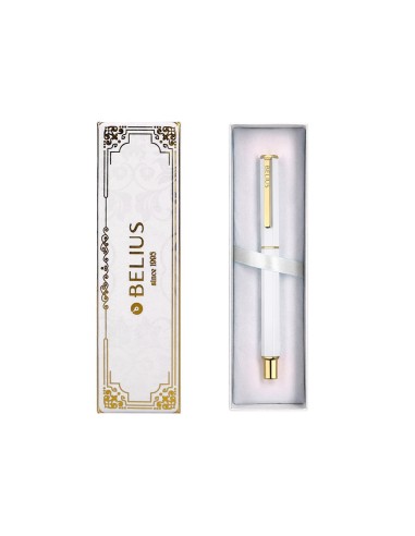 BOLIGRAFO BELIUS MACARON BLISS HEXAGONAL BL.Y DORADO AZ. CAJA DISEÑO