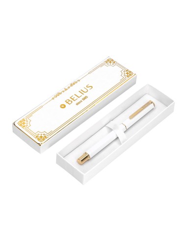 BOLIGRAFO BELIUS MACARON BLISS HEXAGONAL BL.Y DORADO AZ. CAJA DISEÑO
