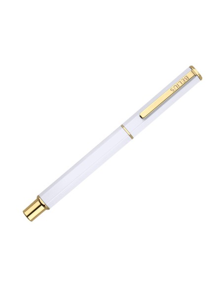 BOLIGRAFO BELIUS MACARON BLISS HEXAGONAL BL.Y DORADO AZ. CAJA DISEÑO