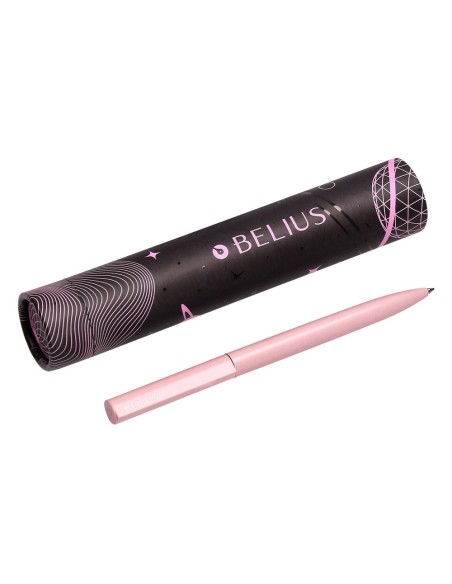 BOLIGRAFO BELIUS ROCKET B AL.MINIMALISTA ROSA AZ. CAJA CILINDRICA