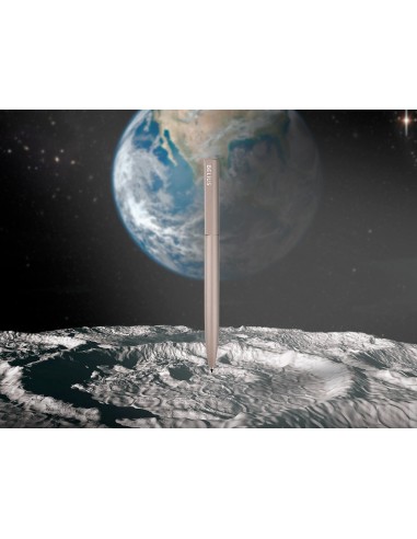 BOLIGRAFO BELIUS ROCKET B AL. MINIMALISTA GRIS AZ. CAJA CILINDRICA