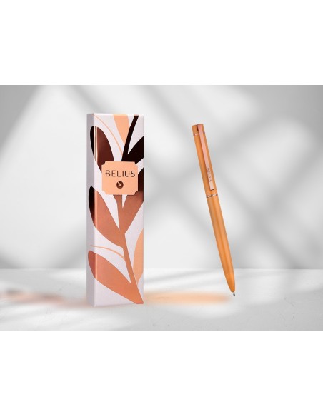 BOLIGRAFO BELIUS ROSE AL.COLOR NJ./ORO ROSA TINTA AZ. CAJA DISEÑO
