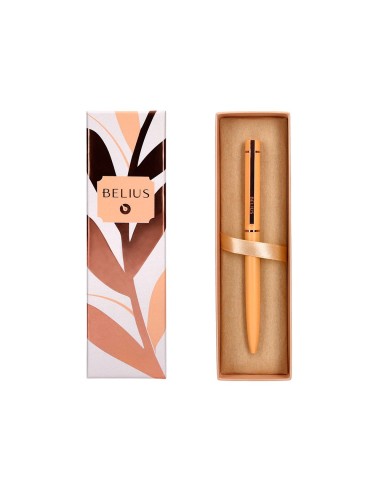 BOLIGRAFO BELIUS ROSE AL.COLOR NJ./ORO ROSA TINTA AZ. CAJA DISEÑO