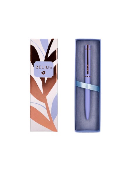BOLIGRAFO BELIUS ROSE AL.COLOR LAVANDA/ORO ROSA TINTA AZ. CAJA DISEÑO