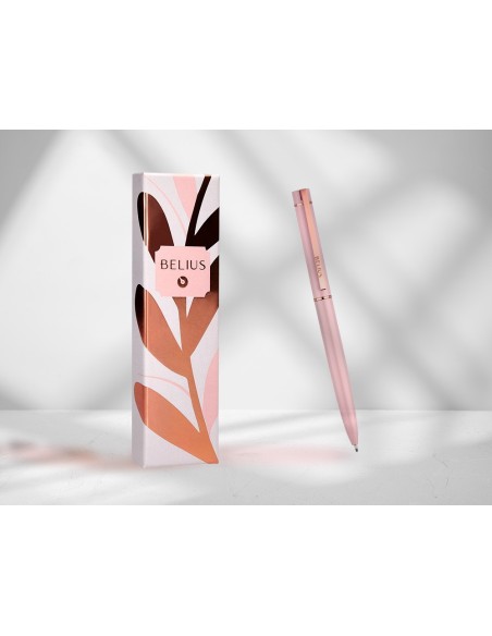 BOLIGRAFO BELIUS ROSE AL.COLOR ROSA/ORO ROSA TINTA AZ. CAJA DISEÑO