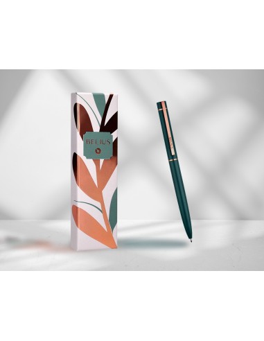 BOLIGRAFO BELIUS ROSE AL.COLOR VE. OLIVA/ORO ROSA AZ. CAJA DISEÑO