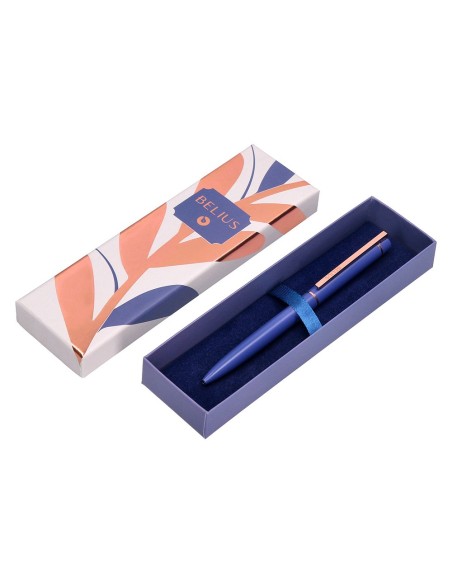 BOLIGRAFO BELIUS ROSE AL.COLOR AZ. ELECTRICO/ORO ROSA AZ. CAJA DISEÑO