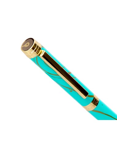 BOLIGRAFO BELIUS AQUA AL.COLOR TURQ.Y DORADO TINTA AZ. CAJA DISEÑO