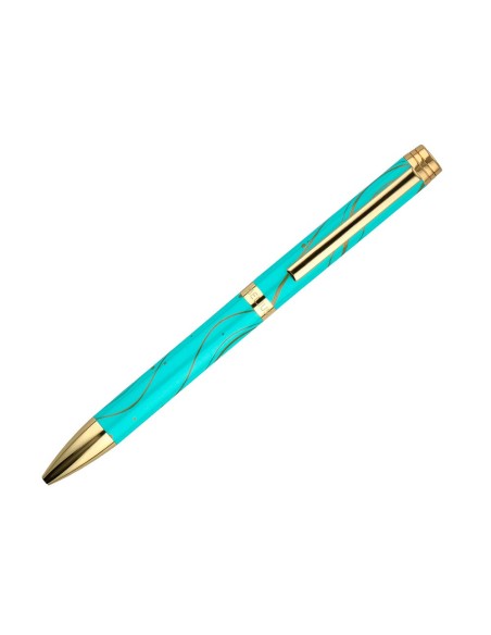 BOLIGRAFO BELIUS AQUA AL.COLOR TURQ.Y DORADO TINTA AZ. CAJA DISEÑO