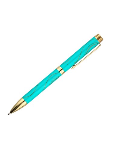 BOLIGRAFO BELIUS AQUA AL.COLOR TURQ.Y DORADO TINTA AZ. CAJA DISEÑO