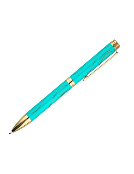BOLIGRAFO BELIUS AQUA AL.COLOR TURQ.Y DORADO TINTA AZ. CAJA DISEÑO