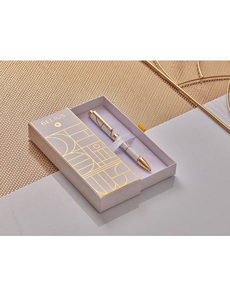 BOLIGRAFO BELIUS CARTE BLANCHE BL.DORADO TINTA AZ. CAJA DISEÑO