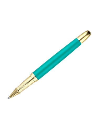 BOLIGRAFO  BELIUS SOIREE ART DECO TURQ.Y DORADO TINTA AZ. CAJA DISEÑO