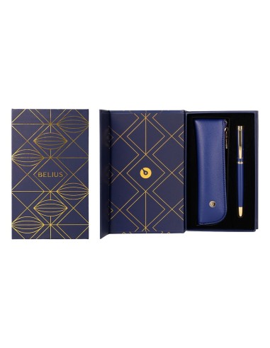 PLUMA  BELIUS SOIREE ART DECO AZ.MAR. DORADO TINTA AZ. CAJA DISEÑO