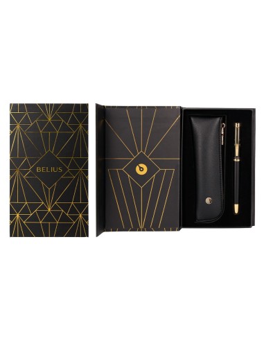 PLUMA  BELIUS SOIREE ART DECO NG.Y DORADO TINTA AZ. CAJA DISEÑO