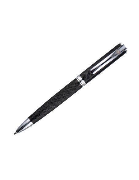 BOLIGRAFO BELIUS TURBO AL.TEXT PUNTEADA NG.Y PLATEADO AZ. CAJA DISEÑO