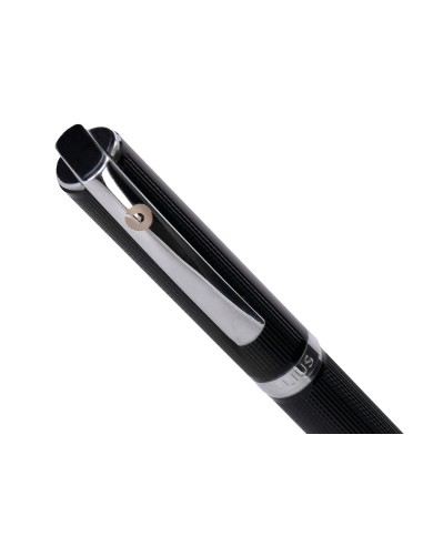 BOLIGRAFO BELIUS TURBO AL.TEXT PUNTEADA NG.Y PLATEADO AZ. CAJA DISEÑO