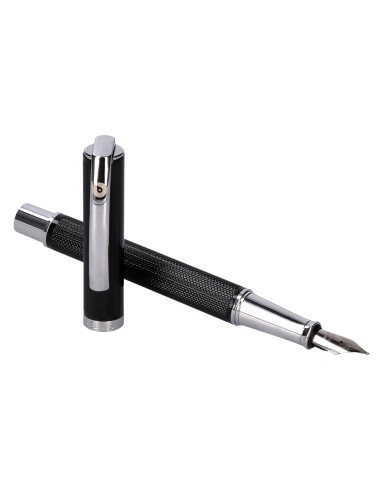 PLUMA  BELIUS TURBO AL.TEXTURA PUNTEADA NG.Y PLATEADO TINTA AZ.