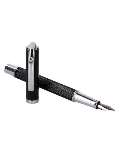 PLUMA  BELIUS TURBO AL.TEXTURA PUNTEADA NG.Y PLATEADO TINTA AZ.