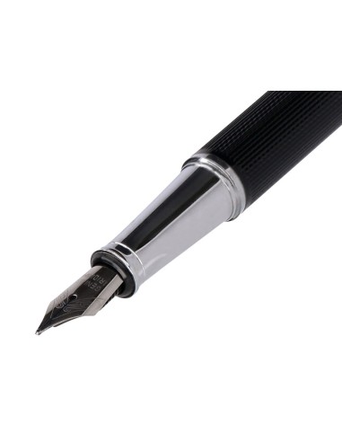 PLUMA  BELIUS TURBO AL.TEXTURA PUNTEADA NG.Y PLATEADO TINTA AZ.