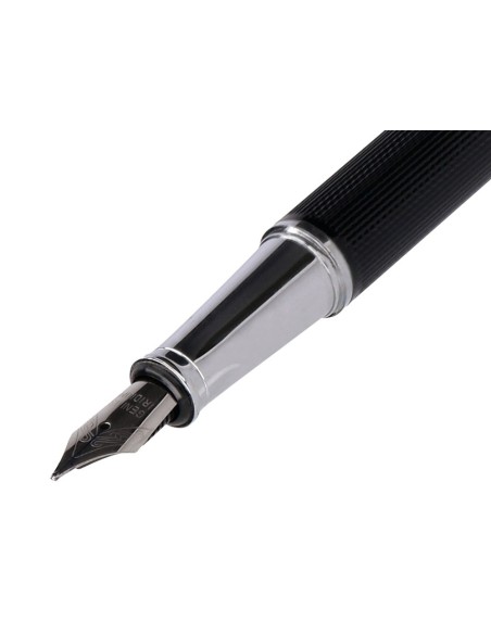 PLUMA  BELIUS TURBO AL.TEXTURA PUNTEADA NG.Y PLATEADO TINTA AZ.