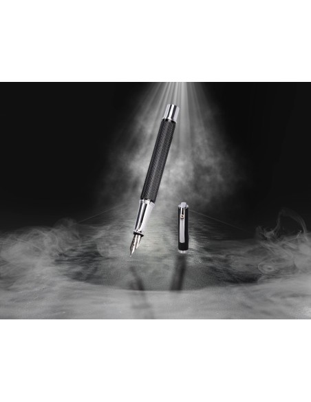 PLUMA  BELIUS TURBO AL.TEXTURA PUNTEADA NG.Y PLATEADO TINTA AZ.