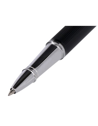 BOLIGRAFO BELIUS TURBO AL.TEXT PUNTEADA NG.Y PLATEADO AZ. CAJA DISEÑO