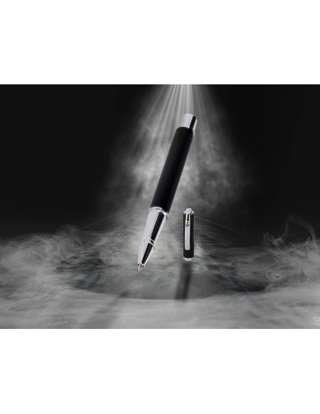 BOLIGRAFO BELIUS TURBO AL.TEXT PUNTEADA NG.Y PLATEADO AZ. CAJA DISEÑO