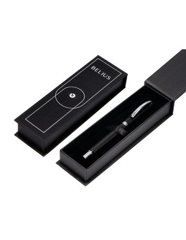 BOLIGRAFO BELIUS TURBO AL.TEXT PUNTEADA NG.Y PLATEADO AZ. CAJA DISEÑO