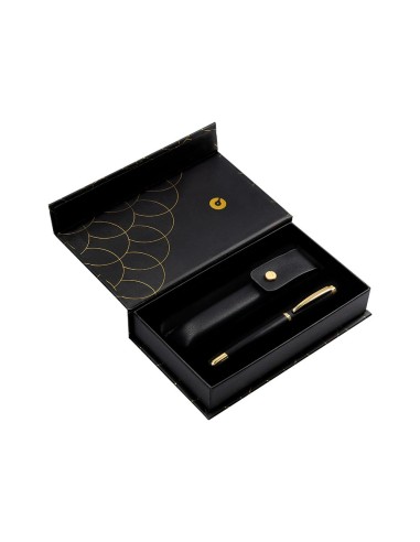 BOLIGRAFO BELIUS PASSION AL.TEXT CEPILLADA NG.Y GOLD AZ. CAJA DISEÑO