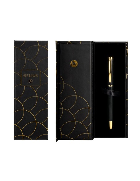 BOLIGRAFO BELIUS PASSION AL.TEXTURA CEPILLADA NG.GOLD AZ. CAJA DISEÑO