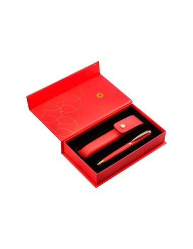 BOLIGRAFO BELIUS PASSION AL.TEXT  CEPILLADA RJ. GOLD AZ. CAJA DISEÑO